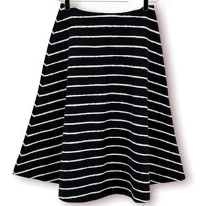 Elizabeth and James Skirt Womens 0 Akemi Black White Striped Ponte Knit A Line